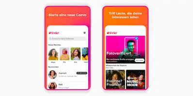 Die Tinder App auf Handy Geräte.